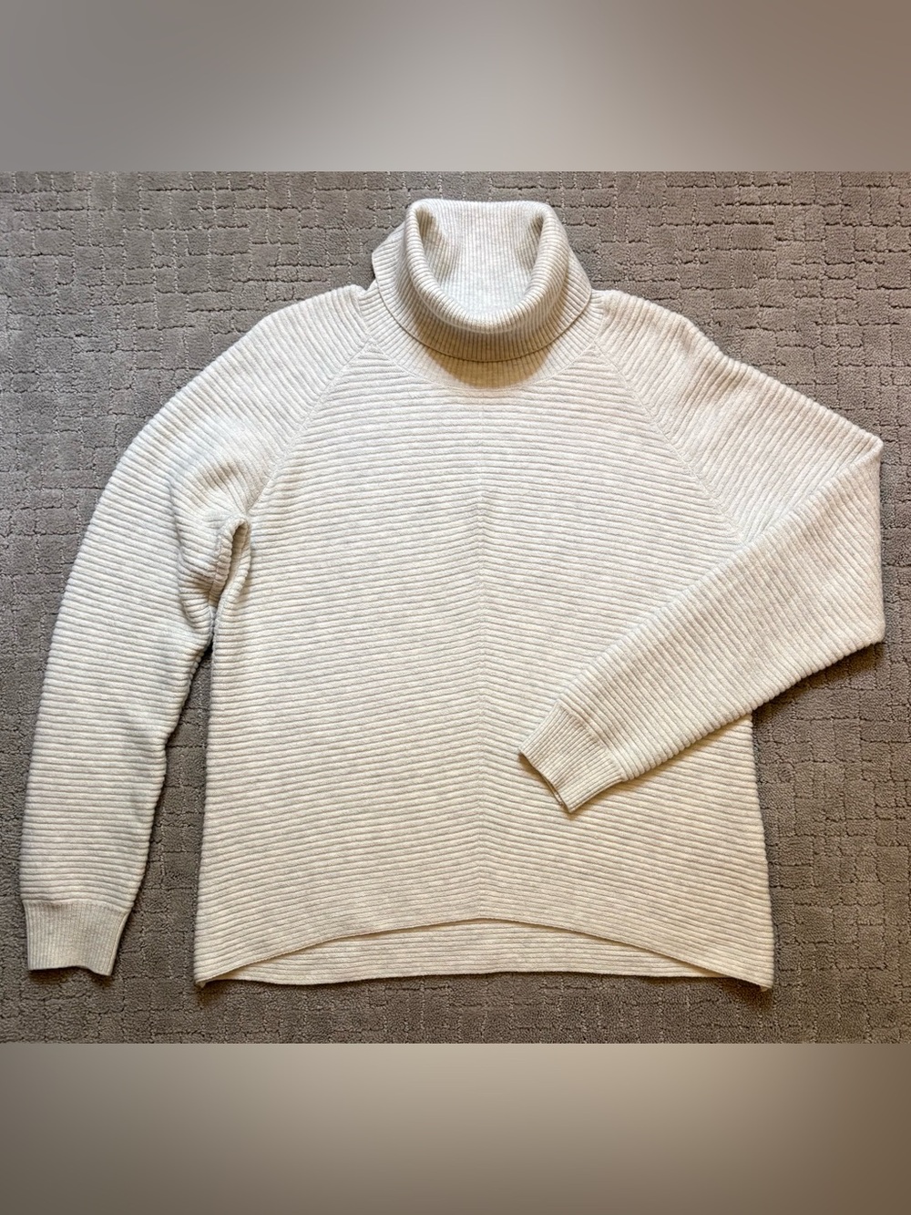 Kuhl Solace Merino Wool Women’s Cream Ribbed Cowl Turtleneck Sweater - Picture 2 of 9